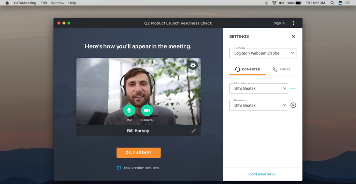 screenshot of GoTo Meeting